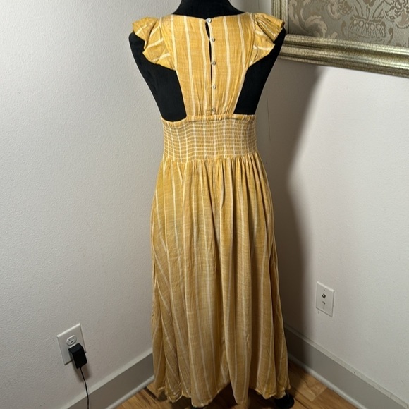 Free People Chambray Butterflies Boho midi dress Sz XS smocked bodice - Picture 7 of 13